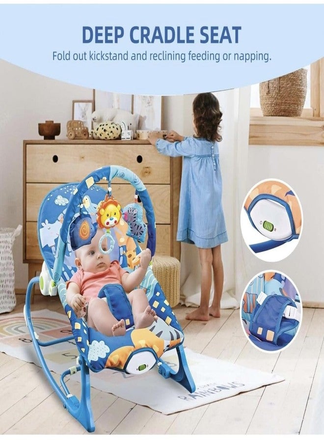 Richtots Premium Baby Rocker Chair Comfortable & Soothing Bouncer for Newborns. Multi-Position Recline, Vibrations, Removable Toys. Portable Design-Indigo (Blue Colour) - Image 5